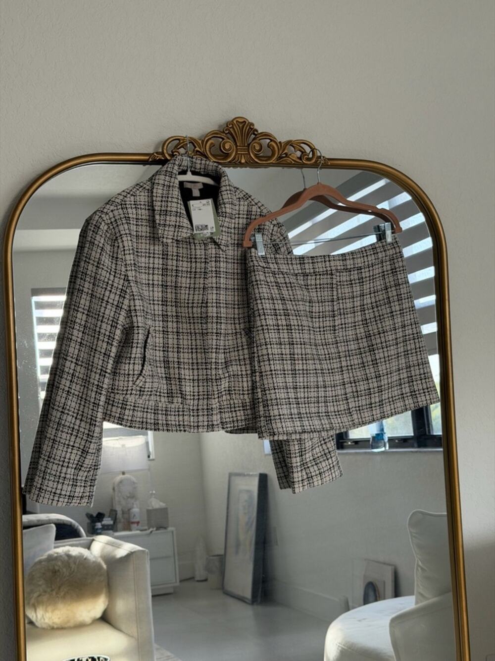 H&M 2P Plaid Zip-Front Jacket in Size M & Skirt Size 10 |NEW